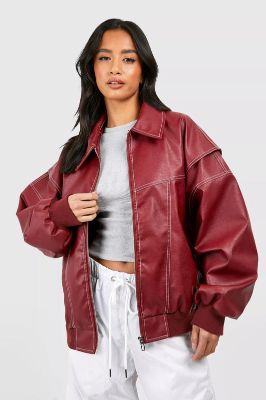 SUZE™ | LEREN BOMBER JACKET - Flozina